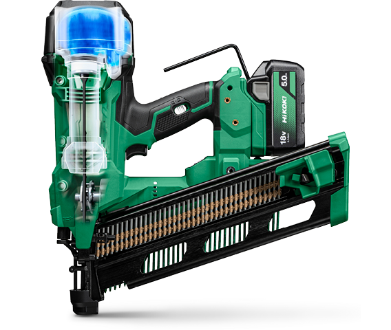 Illustration av spikpistol med air spring drive system